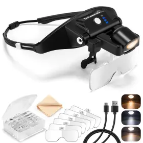 Dilzekui Dl-b2c2-1-4x-b Magnifying Glass With Light 1x4x Rechargeable Glasses Ma