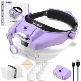 Dl-xkb5-dtd-p Dilzekui Magnifying Glass With Light Glasses For Close Work 1x-14x Magnif