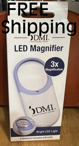 Dmi 041298640301 Led Magnifying 3x Glass With Light For Reading Batteries Included New