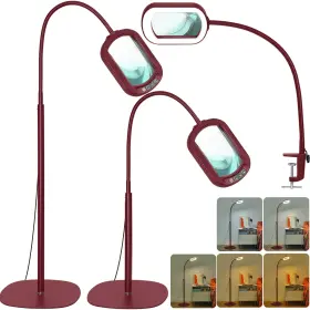 Dk-o02 Drdefi 10x Rectangular Real Glass Magnifying With Light And Stand 24 Inch Flexibl
