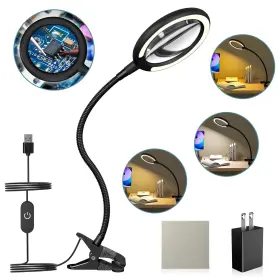 Dudsoeho 768510568587 Magnifying Glass With Light And Stand Clip 3x Lighted Wi