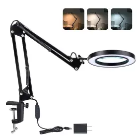 Dylviw 669665422857 Magnifying Glass With Light And Stand 3 Modes Adjustable Arm For Repair Reading