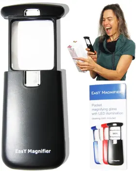 Easy Magnifier 313105357345 Small Pocket Magnifying Glass 3x With Led Light For Reading Fine