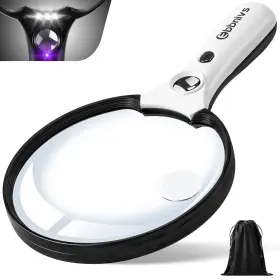 Ebbnivs 764481968289 Large Magnifying Glass With Light Magnifier 10x 20x 45x Handheld Illuminated