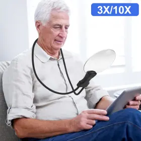 Eeekitonline 600609562581 3x Hands-free Neck Magnifier Flexible Gooseneck Magnifying Glass For Reading