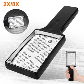 Eeekitonline 616361643291 Adjustable Brightness Led Magnifying Glass 2/8x Large Rectangular Reading Senior