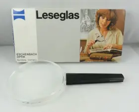2641 Eschenbach Vintage Optik Leseglas Large 100mm Loupe 2x Magnifier Reader Germany