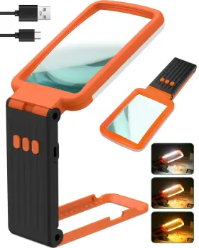 S105 Evesvo 10x Magnifying Glass With Light And Stand Rechargeable Folding Handheld Real