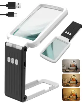 S105wb Evesvo 10x Magnifying Glass With Light And Stand Rechargeable Folding Handheld Real