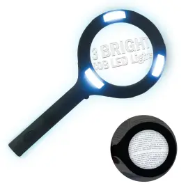 Flipo 768824448971 Magnifying Glass With Light - 5x Portable Large Handheld 3 Bright Led Illum Inch