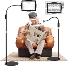 5f-8079-5 Floranest 10x Magnifying Glass With Light And Stand 3 Modes Rechargeable Floor Mag