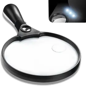 607b Focevn Large Magnifying Glass With Light - Coin Magnifier Lighted