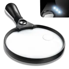 Focevn 723143136282 Large Magnifying Glass With Light 5.5 Inch Magnifier 5x 15x 40x Illuminated