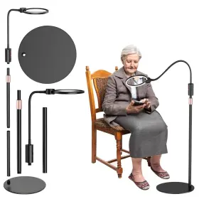Fogun 8te2300047 10x 30x Round Floor Magnifying Glass With Light And Stand 48w Led Flexible Ma