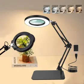 Qy-018001 Fylokn 10x Magnifying Glass With Light And Stand 84 Hd Leds Hands-free 2-in-1 Magnif
