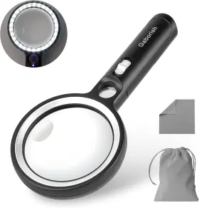 Gaborish 445021385324 Magnifying Glass With 30 Led Lights 10x 20x 45x Handheld Illuminated Lighted