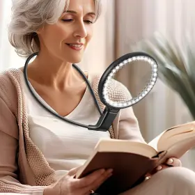 Gaborish 711181945843 10x Rechargeable Magnifier With Light Hands Free 5.2 Inch Large Magnifying Glass Wi