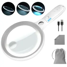 Gb-magnifiers-37 Gaborish Large Magnifying Glass With 37 Led Light 10x 20x 45x Handheld Illuminated Li