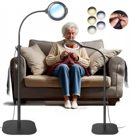 Gb-w624 Gaborish 12x Large Magnifying Glass With Light And Floor Stand Flexible Gooseneck Flo
