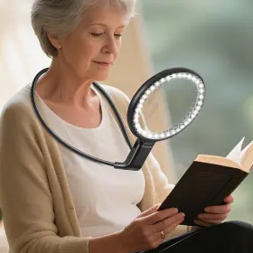 Q86-bk-2025 Gaborish Neck Magnifier Hands Free With Light 10x 5.2 Large Magnifying Glass 36
