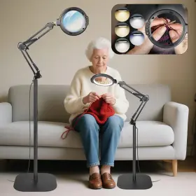Gaborish W623-6.17 2x Large Floor Magnifying Glass With Light And Stand 3-in-1 Swing Arm