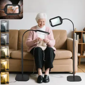 W631c Gaborish 10x Rectangle Magnifying Glass With Light And Floor Stand Flexible Gooseneck