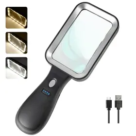 Xt-1716a Gaborish 10x Magnifying Glass With Light Rechargeable Magnifier 3 Color Modes L