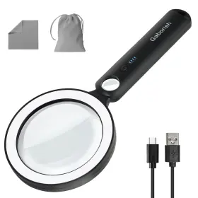 Xt-6907-wt Gaborish Xt-6907-wt&bk Magnifying Glass With Light 10x 30x Handheld Real Magnifier 36 Le
