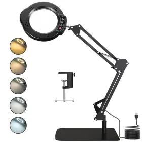 Gskeys 784482207651 15x Magnifying Glass With Light Real Lens 84 Leds 5 Color Modes Ste