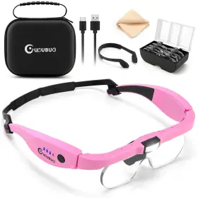 Gu-1.5t5x-hjp-dhz-p Guoubuo Magnifying Glass With Light 1.5x-5.0x Glasses Rechargeable Magni