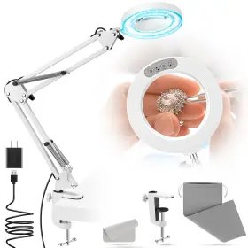 Gu-10xts-fdj-w Guoubuo 10x Magnifying Glass With Light And Stand Portable Glasses Magnifi