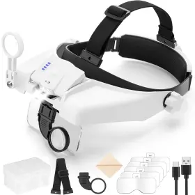 Gu-8200-td10x-l Guoubuo Headband Magnifying Glasses With Light 1x-14x Glass Detachab