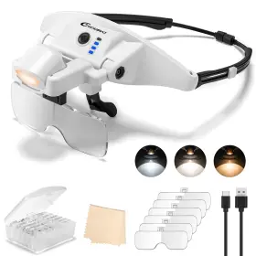 Gu-rjs.9892b2c2-1-4x Guoubuo Magnifying Glass With Light 1x-4x Glasses Rechargeable M
