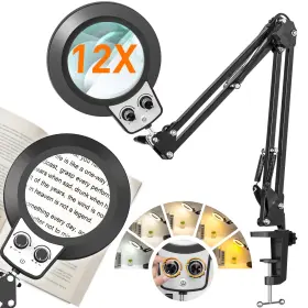 Df-fd10 Guvop 12x Magnifying Glass With Light Any Color Modes And Stepless Dimming Brightnes