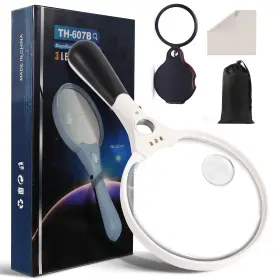 Hm01 H Hokizu Handheld Large Magnifying Glass With 3 Lights 5.5in Lens Including Fr