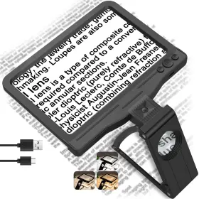 Haotor S106zd 30x 6x Rechargeable Magnifying Glass Large Full Page Folding Stand 3 Color Led