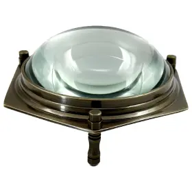 H23008 Hapton House Antiqued Brass Magnifying Glass - Dome Desk Magnifier Solid 5x Magn