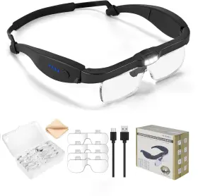 0.75x-4.0x Heimekite Hk25436-1 Magnifying Glasses With Light Glass Rechargeable Head