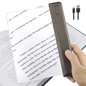 Hongut 762673947401 Rechargeable Full Page Magnifier Ultra Bright 12 Leds Handheld Magnifying Gl