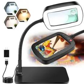 Hqgzql B0ghmmcjlz 10x 30x Large Magnifying Glass With Light And Stand 5-inch Lighted Magnifier