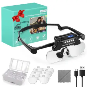 Hqhqm46250318fdj1 Hqgzql Magnifying Glasses With Lights Rechargeable Hands Free Headband Gl