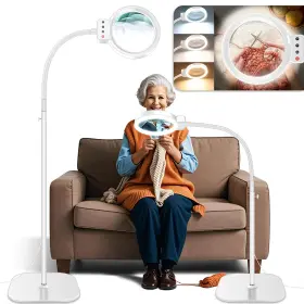 Hqm19b0401tsfdjl8 Hqgzql 30x 10x Large Floor Magnifying Glass With Light And Stand72 Led Flexible Goos