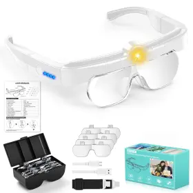 Hqm460522dgnw3 Hqgzql Magnifying Glasses With Lights 5x 3.5x 2.5x 1.5x Flip-up Rechargeable Hands