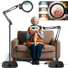 Hqm461114tsfdjl9 Hqgzql 30x 10x Large Floor Magnifying Glass With Light And Stand 72 Led Adjustable H