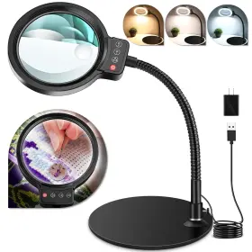 Hqm600318tsfdjl5 Hqgzql 10x 30x Magnifying Glass With Light And Stand 72 Led 3 Color Modes Stepless