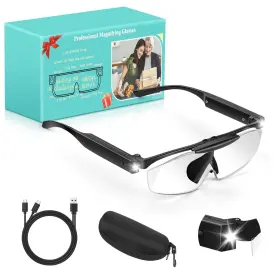 Hqm60h0211fglhj Hqgzql 250% Magnifying Glass With Light Rechargeable Head Magnifier Glasses Lig