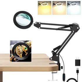 Hqm60h250319fdj01 Hqgzql 10x Magnifying Glass With Light And Clamp Hands Free Magnifier Lights