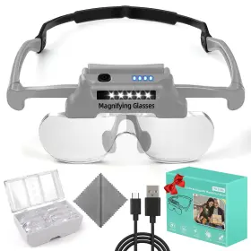Hqm60h250410tdfdj Hqgzql Magnifying Glass With Lights Hands Free Glasses 5 Leds 1.5x