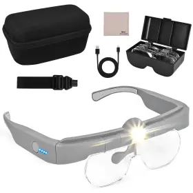 Huiboer Hb-yz-p4-02 Head Magnifying Glass With Light 3 Modes 4 Detachable Lenses 1.5x5x
