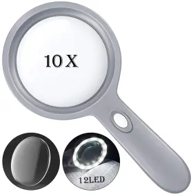 Hyoiio 782903178429 10x Handheld Magnifying Glass-lighted Reading Magnifier With 12 Led Lights La